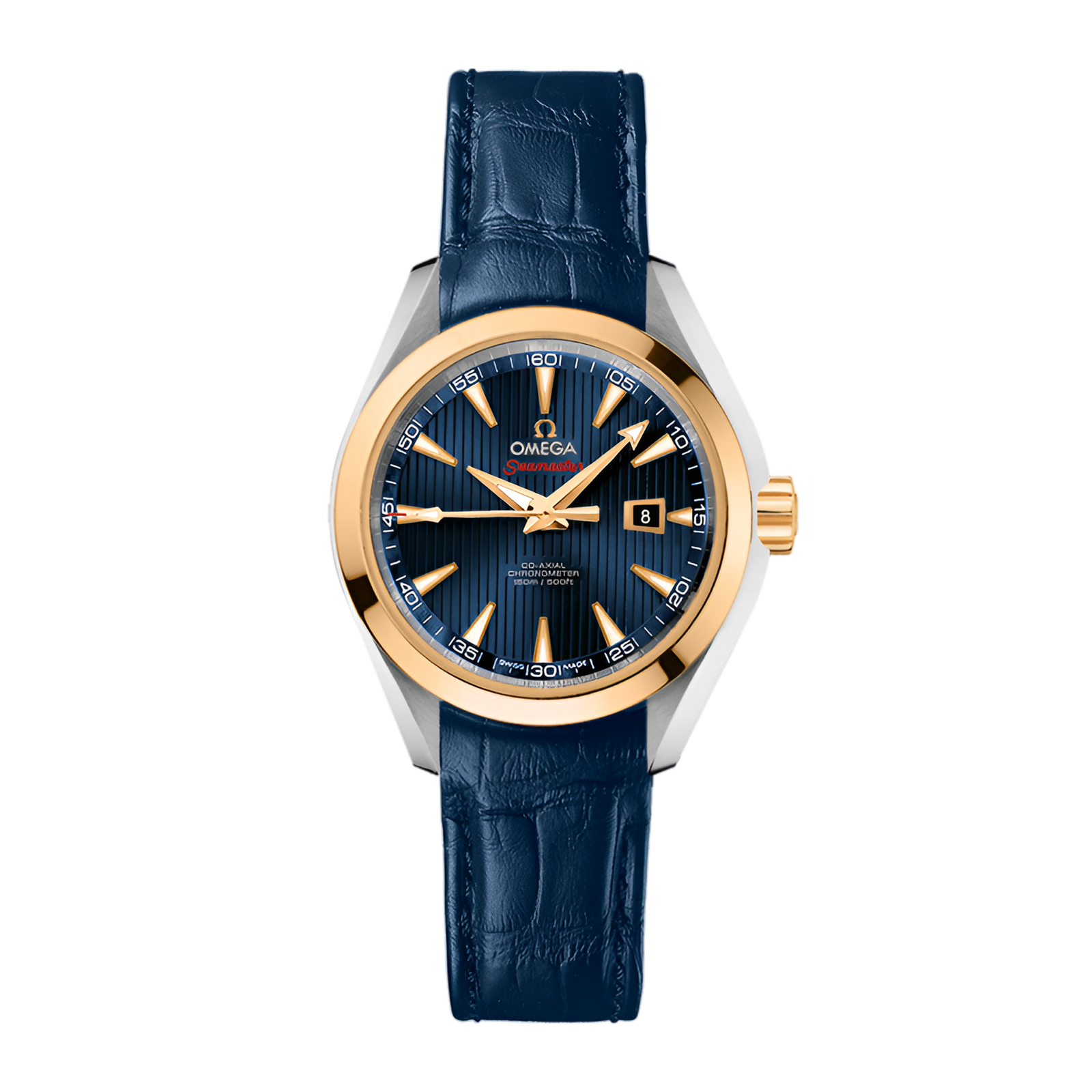 0285c7de2434ced8fe3eca11ff442202.png Aqua Terra Yellow Gold & Steel Blue Dial 34mm - Image 1