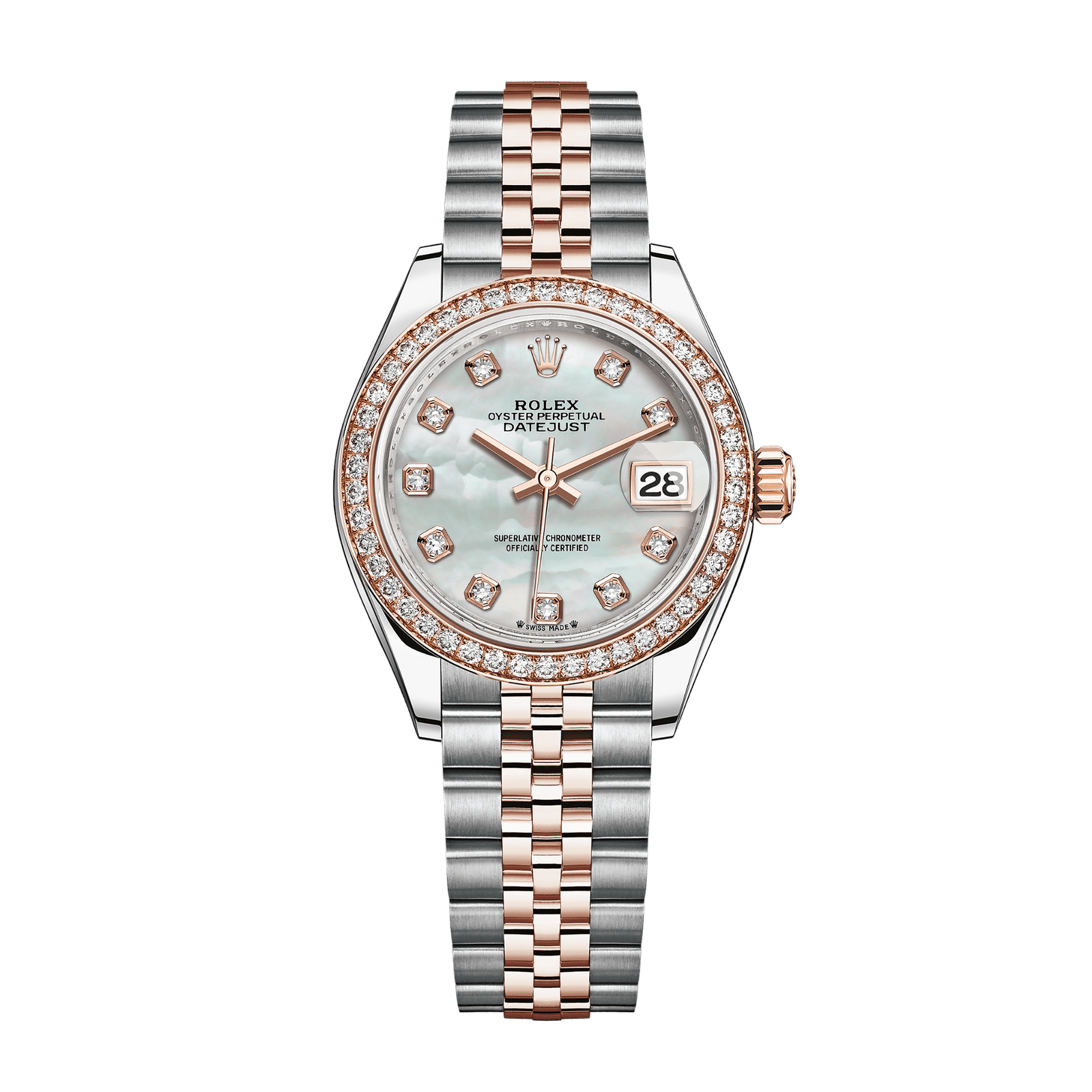 07e5933530c92606a050a5310cfb4a07.png Lady-Datejust Rose Gold & Steel Diamond Jubilee Mother of Pearl Dial 28mm - Image 1