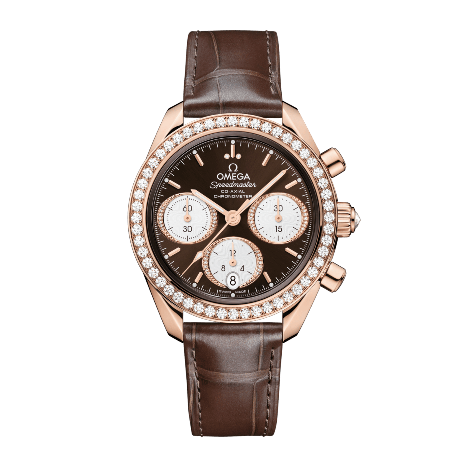 0a1315d3aa2ad5b558cf5434d089b957.png Speedmaster Rose Gold Diamond Brown Dial 38mm - Image 1