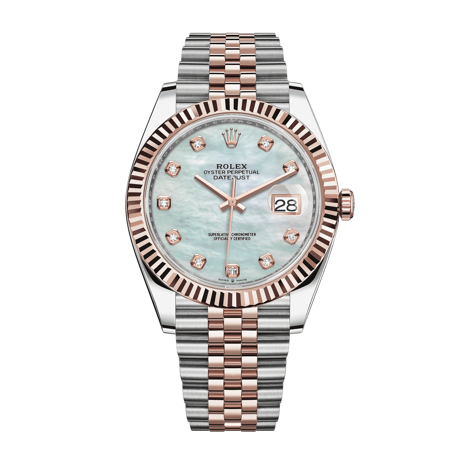 0cba6cedc9f66d13c8afbb09d93865fd.png Datejust Rose Gold & Steel Jubilee Mother of Pearl Dial 41mm - Image 1