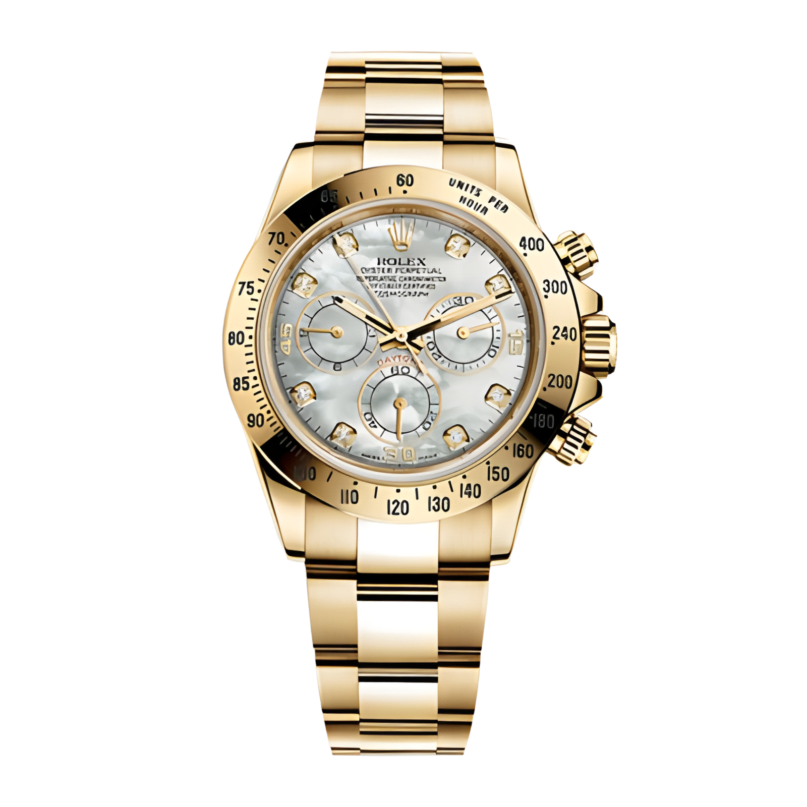 1225d15da09c8b03ee519f39a037e32a.png Daytona Yellow Gold Mother of Pearl Dial 40mm - Image 1