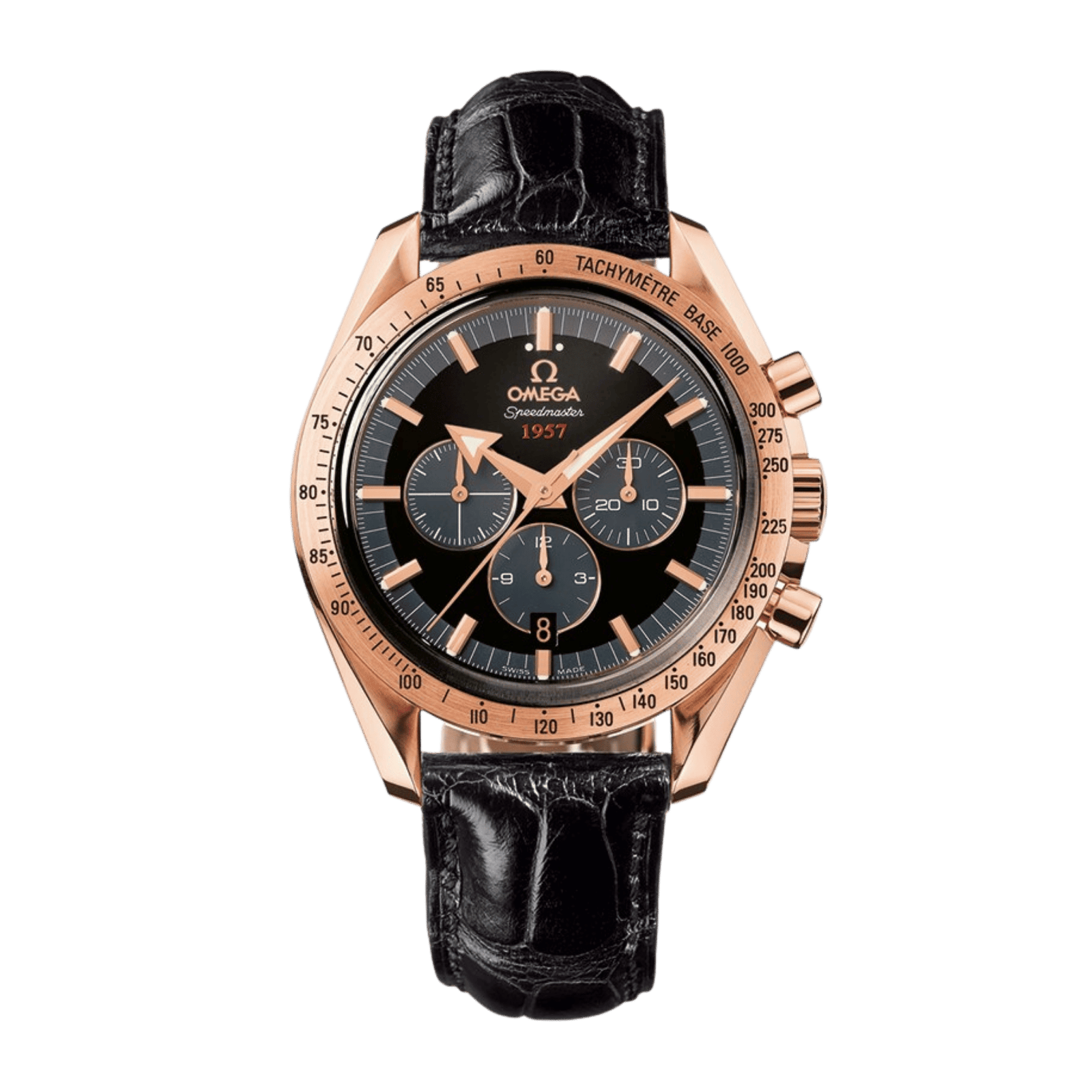 1672e7b2015b243dc4f90b78e1064d70.png Speedmaster Broad Arrow Rose Gold Black Dial 42mm - Image 1