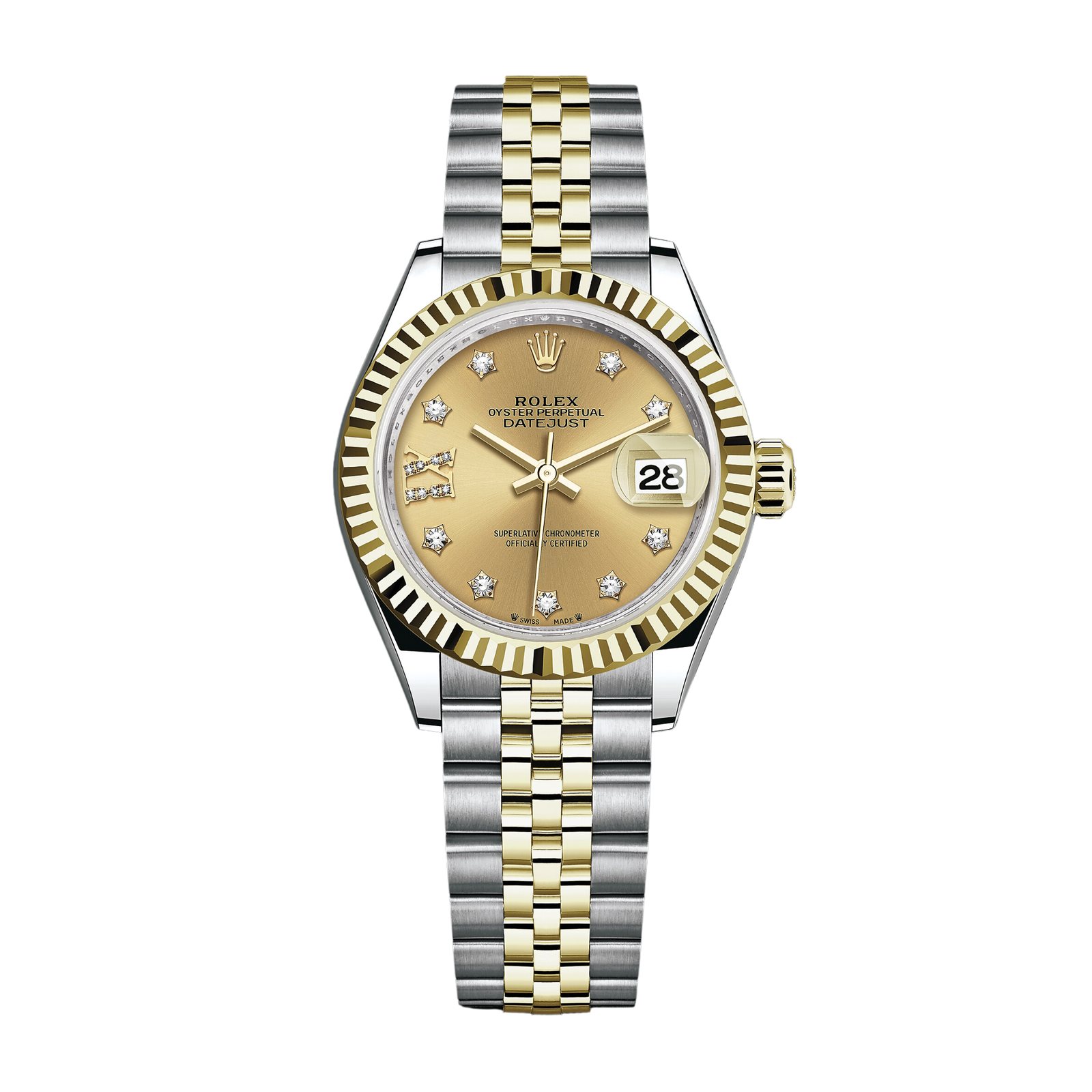 18e9a3d16496f8313dc659851eab3c52.png Lady-Datejust Yellow Gold Jubilee Champagne Dial 28mm - Image 1