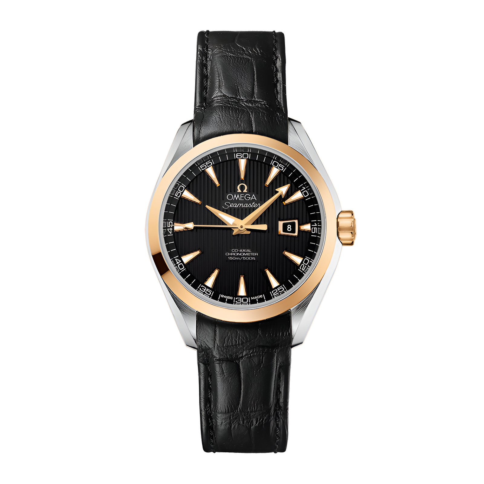 19abb4a65e592691bf35ae59bbc8623c.png Aqua Terra Yellow Gold & Steel Black Dial 34mm - Image 1