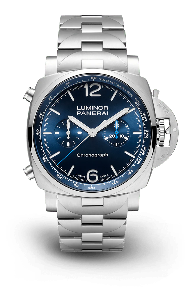 1GkV3-gwqUcxyEFGCzbf7sUZD8eCNBRMo.webp Luminor 1950 Chronograph Steel Blue Dial 44mm - Image 1