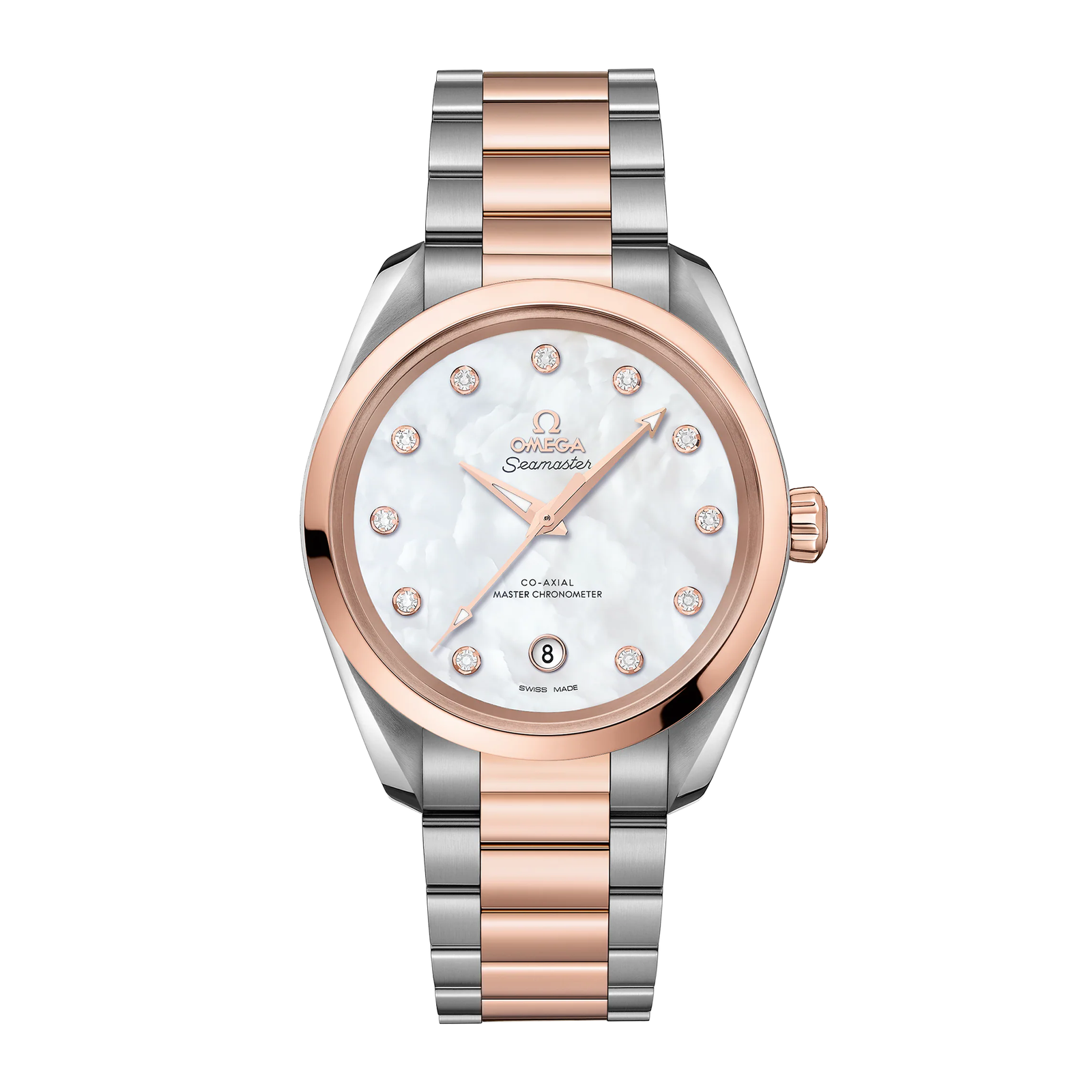 20e053b8e7371e1066603d65476a34ef.png Aqua Terra Rose Gold & Steel Mother of Pearl Dial 38mm - Image 1