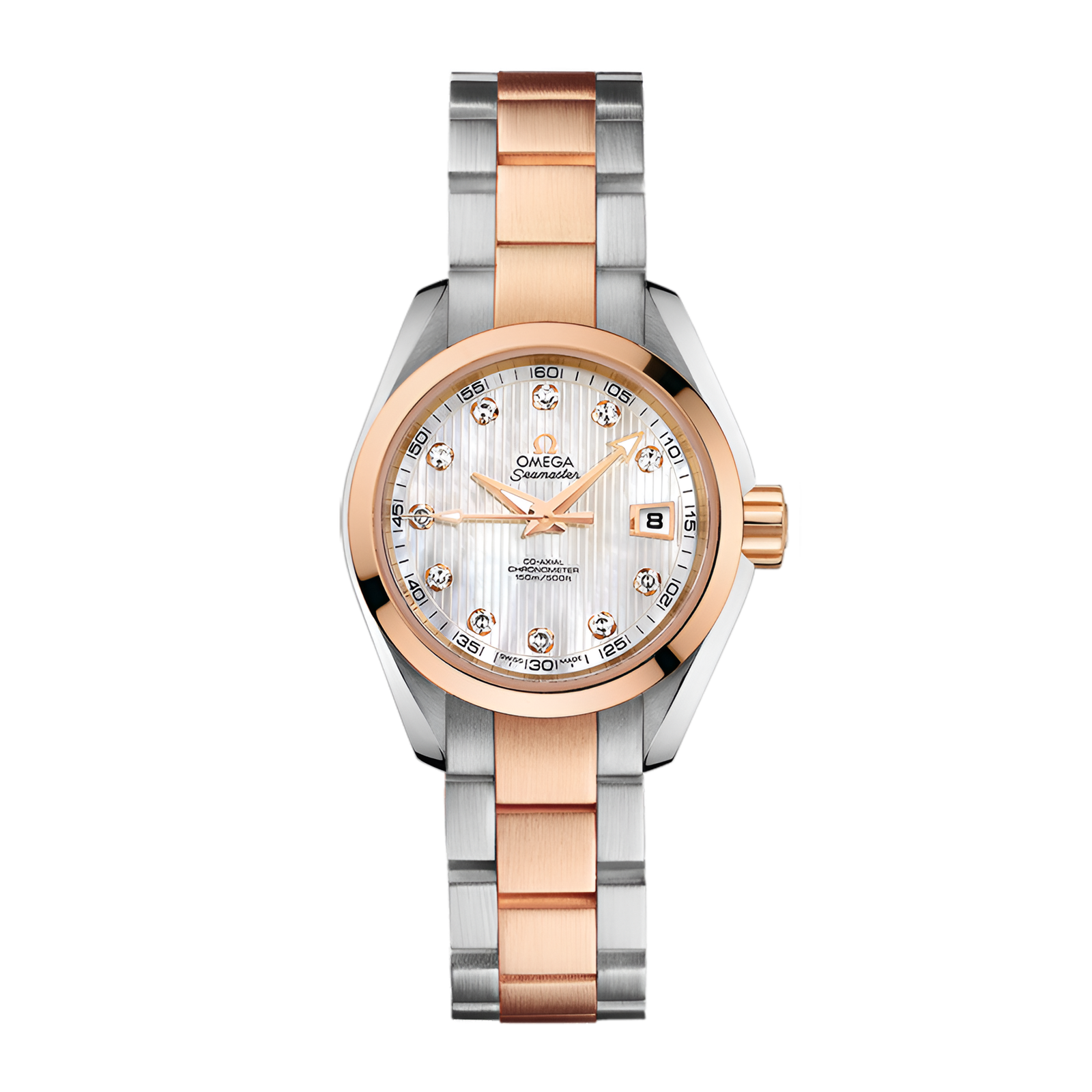 38f89e3699b7e504769dcbd2e482f8fd.png Aqua Terra Rose Gold & Steel Mother of Pearl Dial 30mm - Image 1