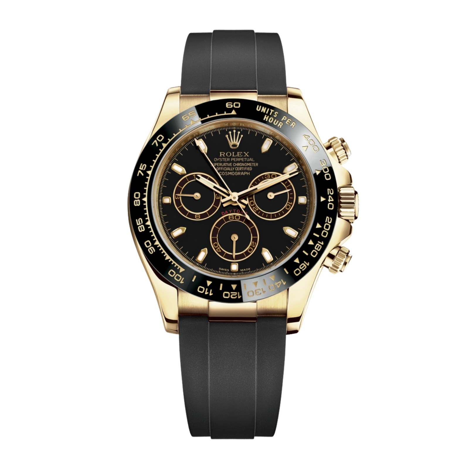 3be9219bc70a1a453b50a91983e3fafc.png Daytona Yellow Gold Oysterflex Black Dial 40mm - Image 1