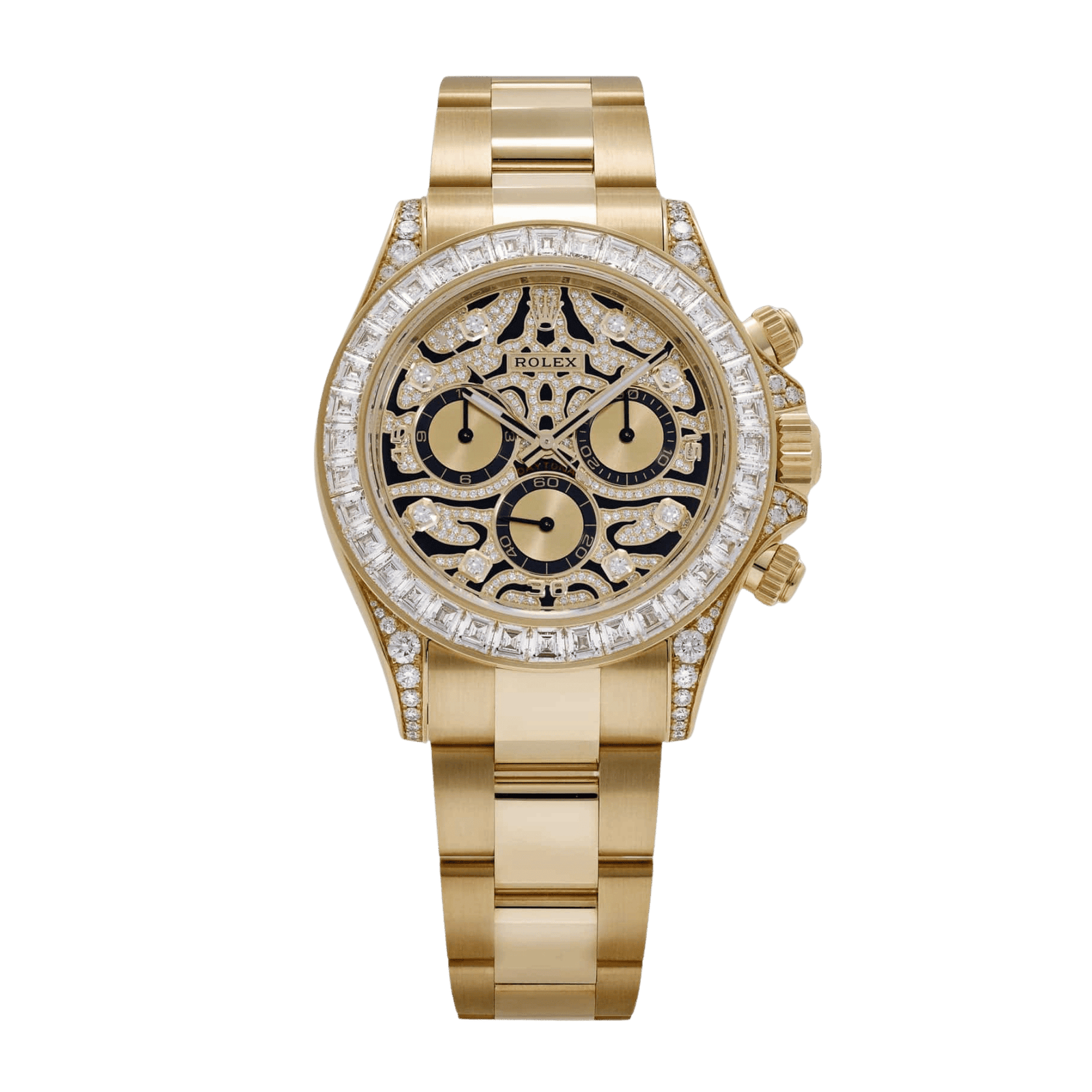 445f687bc05b75452fda81f9f6cfdca5.png Daytona "Eye of the Tiger" Yellow Gold Diamond Tiger Pave Dial 40mm - Image 1