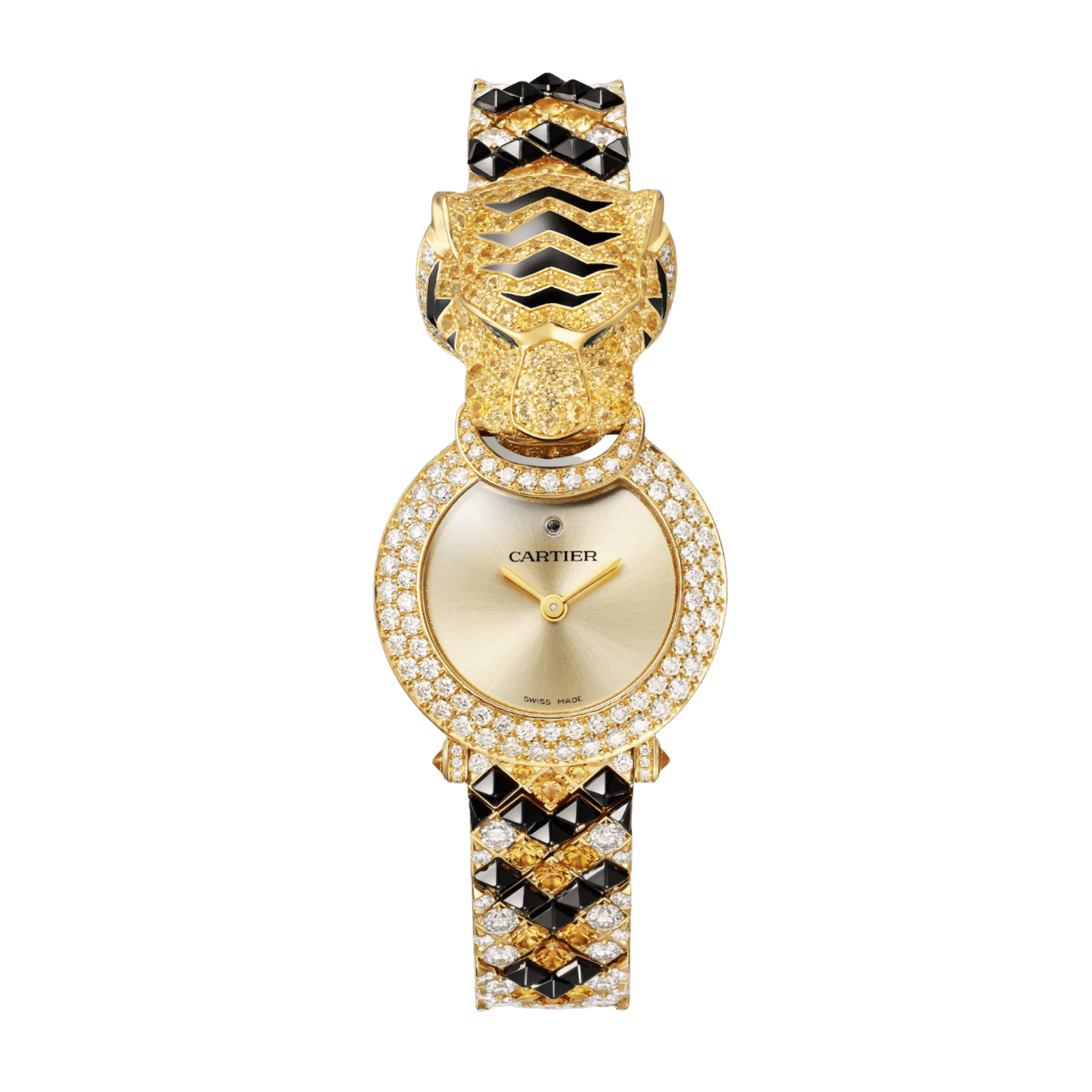 446878afc9cb99ba58b46a9a1de1ce56.png Animalière Yellow Gold Gem-Set Champagne Dial 23mm - Image 1