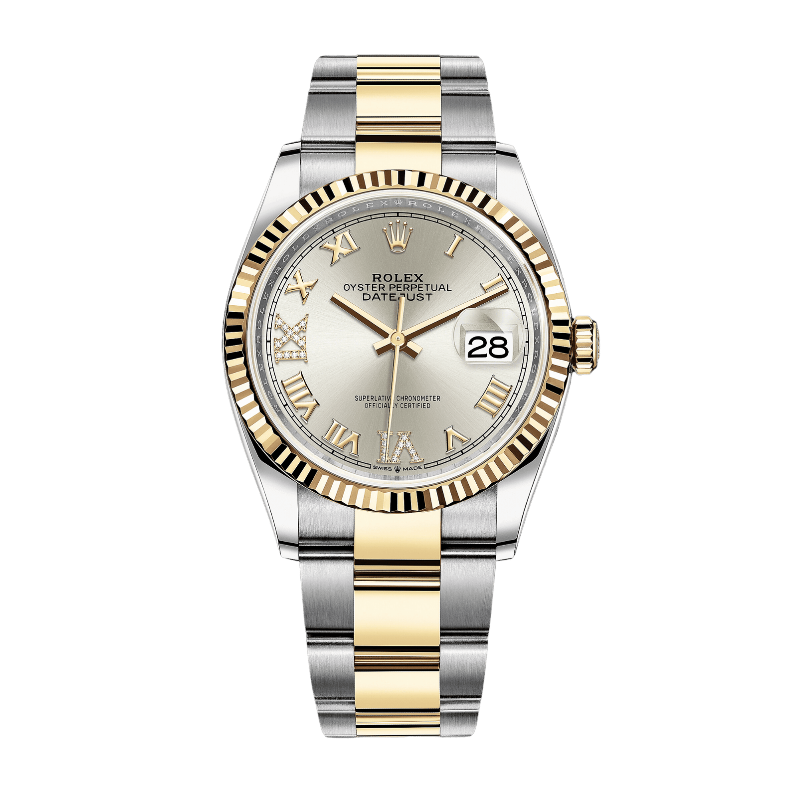 476a89204a6fdd2beee6482fcdcfe987.png Datejust Yellow Gold & Steel Silver Dial 36mm - Image 1