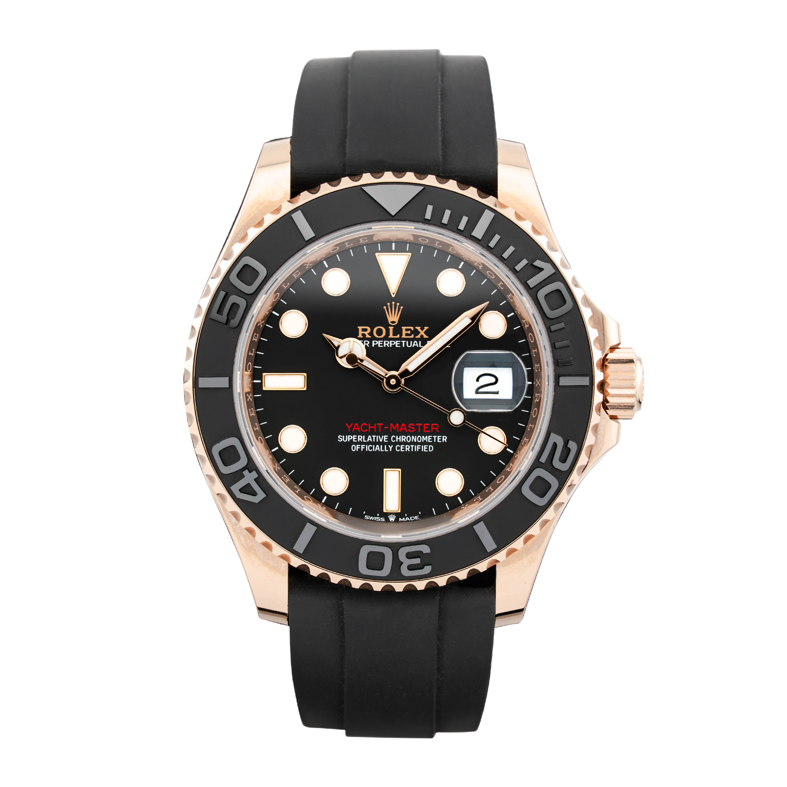 51ad3755d6bbe625a72b09287fdbb964.png Yacht-Master Rose Gold Oysterflex Black Dial 40mm - Image 1