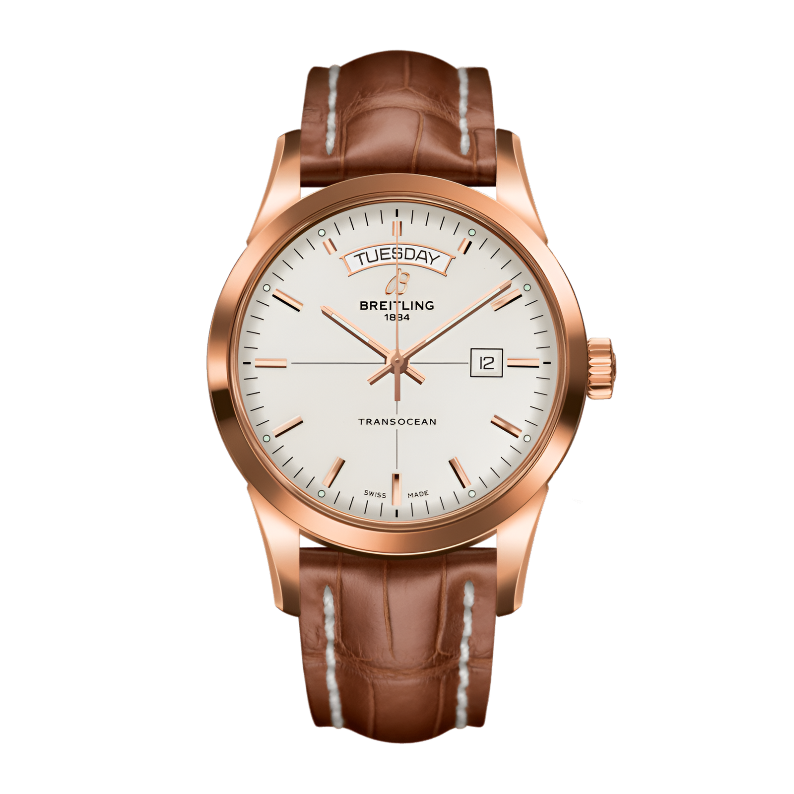 51b4e29d768fe33d304afff044945c19.png Transocean Day & Date Rose Gold Silver Dial 43mm - Image 1