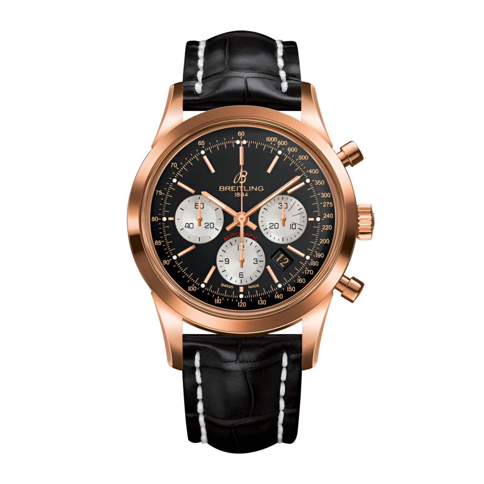 5519fed0da66920de94bd196848f9e3b.png Transocean Chronograph Rose Gold Black Dial 43mm - Image 1