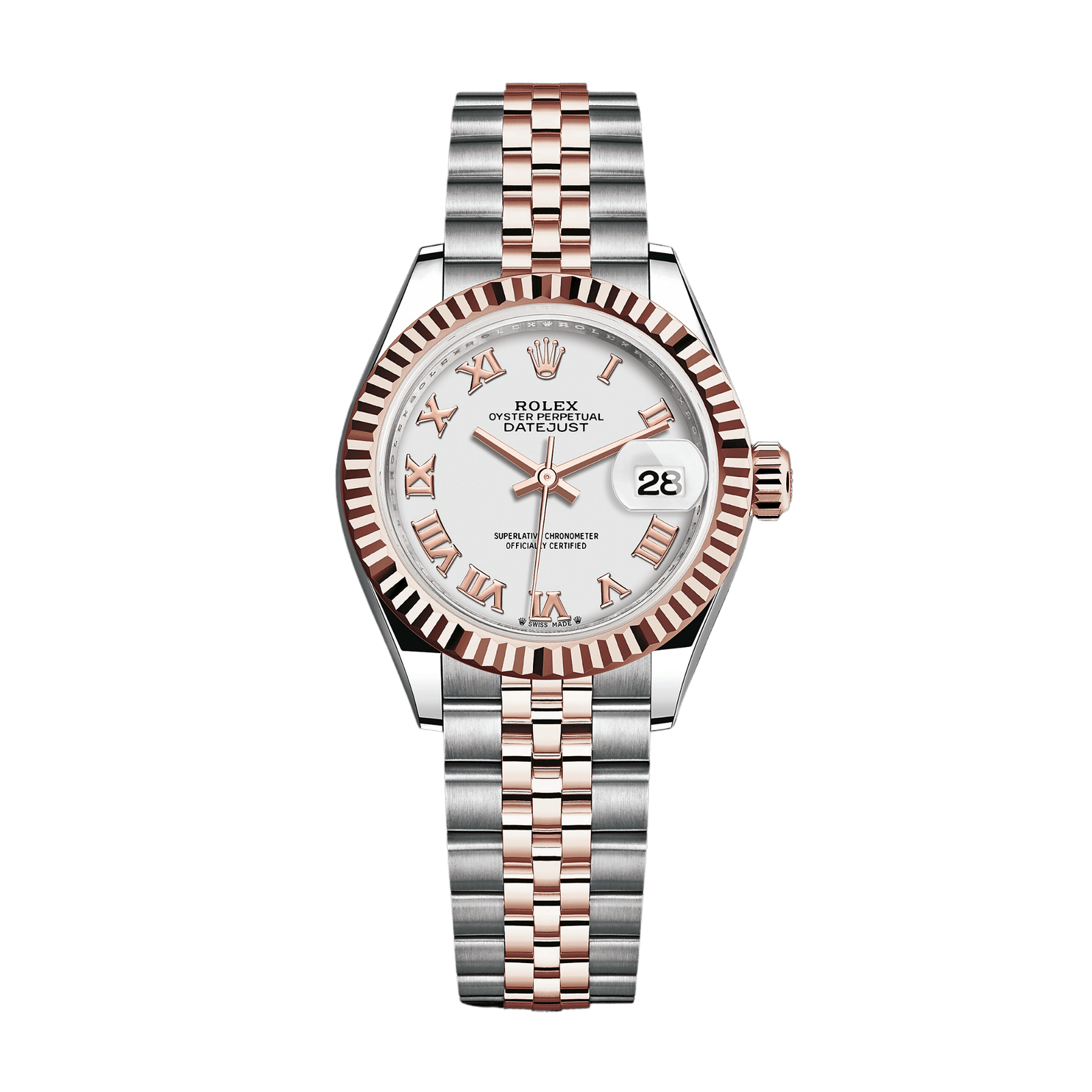 57526b2af41bb276449c105c1a80d7dd.png Lady-Datejust Rose Gold & Steel White Dial 28mm - Image 1