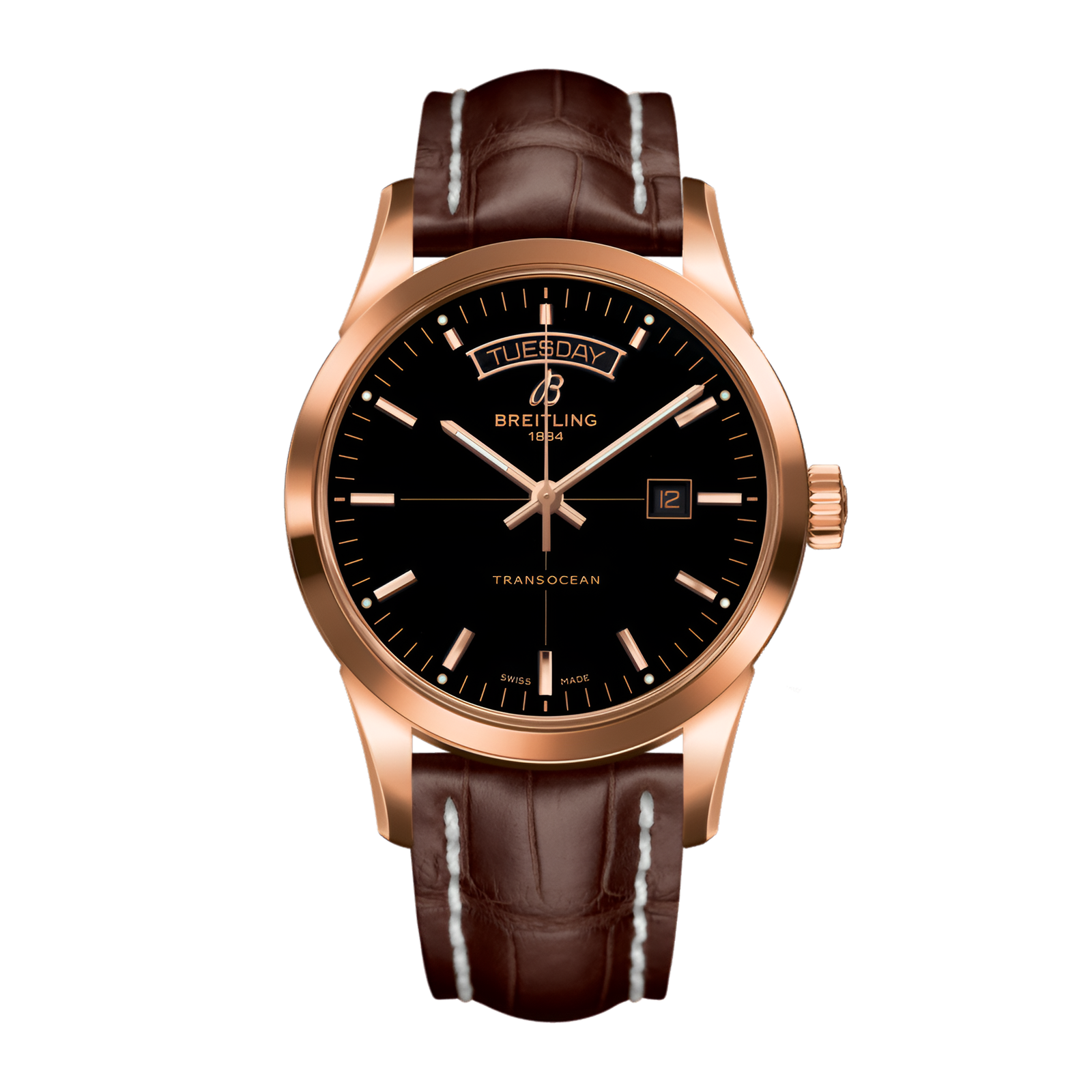 5ca44a520ca3745115440359e88585ad.png Transocean Day & Date Rose Gold Black Dial 43mm - Image 1