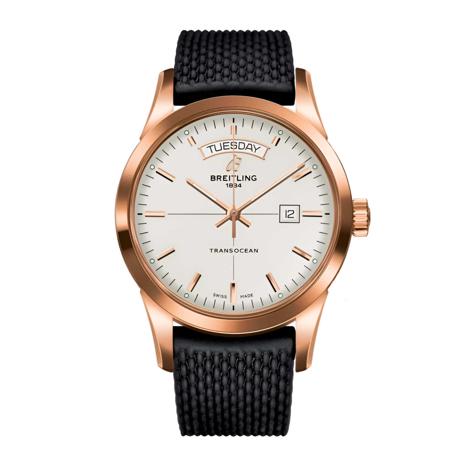 61d9f895dc9deb4d7701d31594561741.png Transocean Day & Date Rose Gold Silver Dial 43mm - Image 1