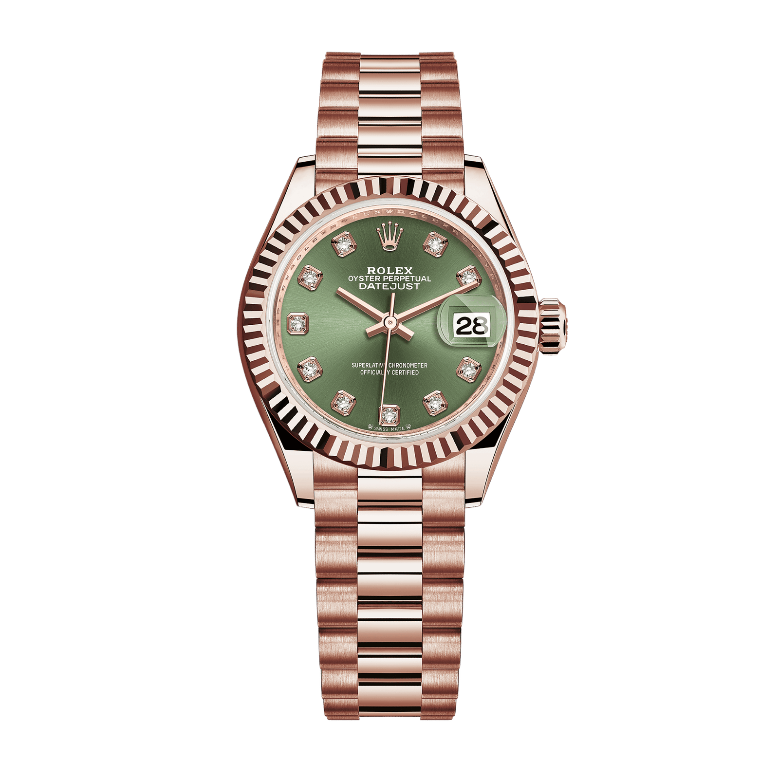 61f9fd2fe32c98ae186804766a844121.png Lady-Datejust Rose Gold Green Dial 28mm - Image 1