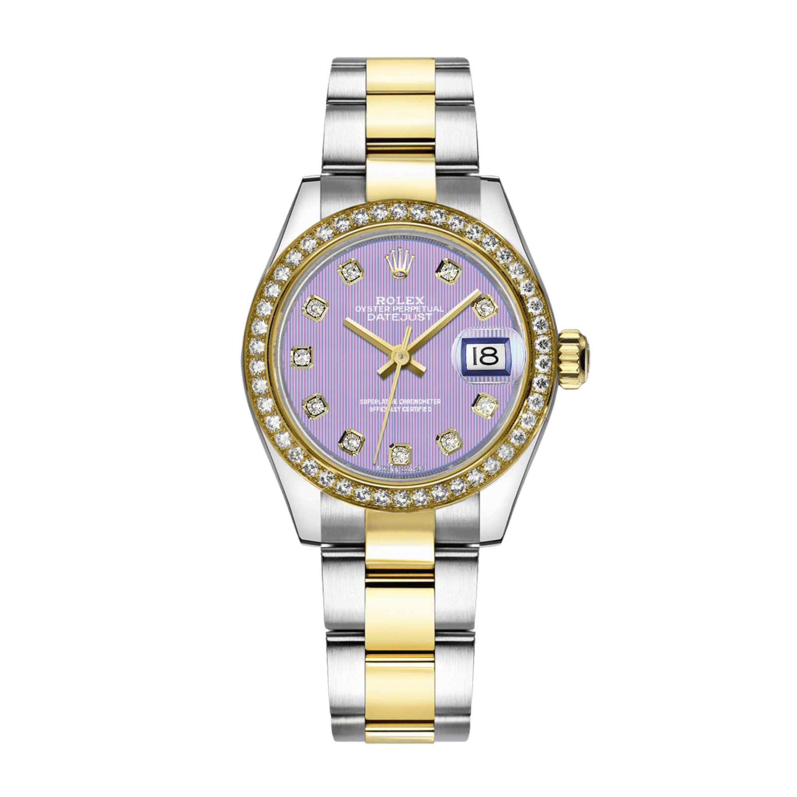 6aff5925c8570faf3dc4f28a004ecbc4.png Lady-Datejust Yellow Gold & Steel Diamond Purple Dial 28mm - Image 1