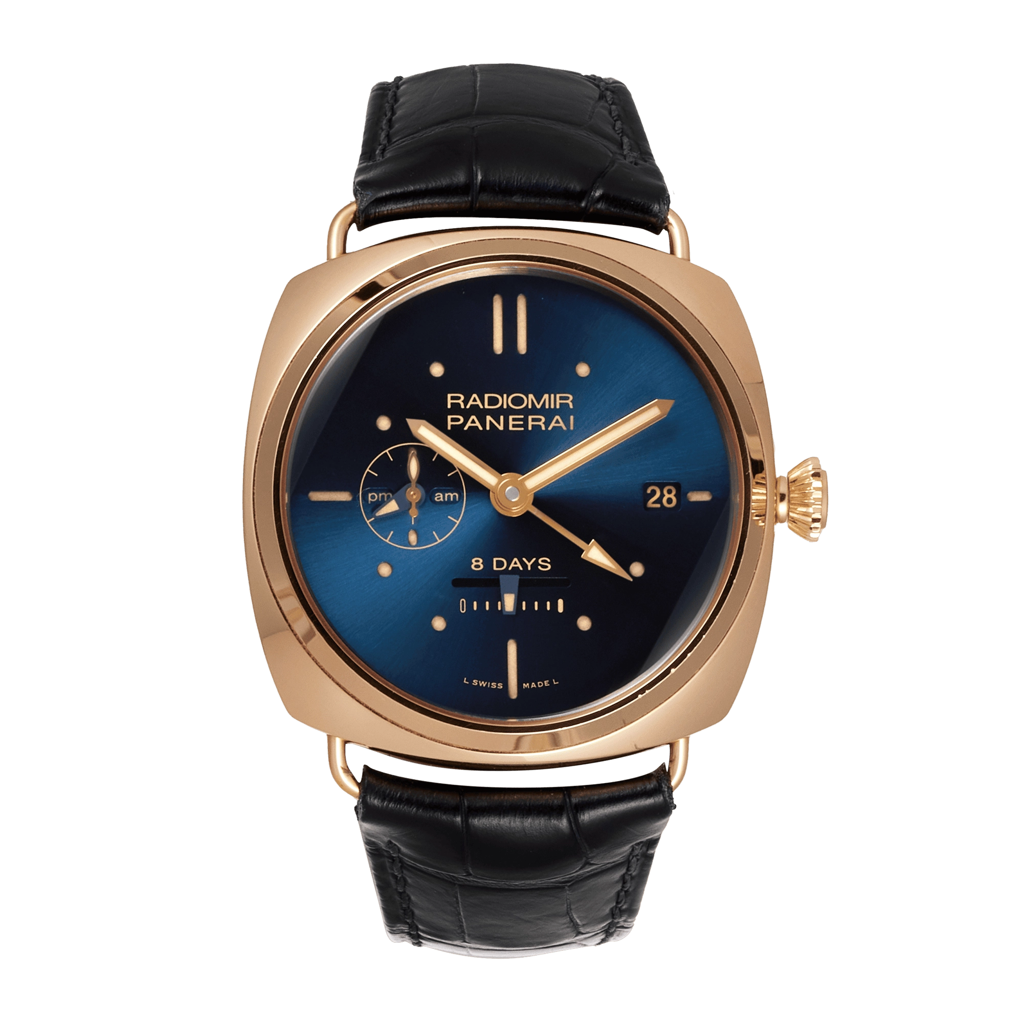 6ce400986154af62cc8f900743a79235.webp Radiomir 8 Days GMT Oro Rosso Rose Gold Blue Dial 45mm - Image 1