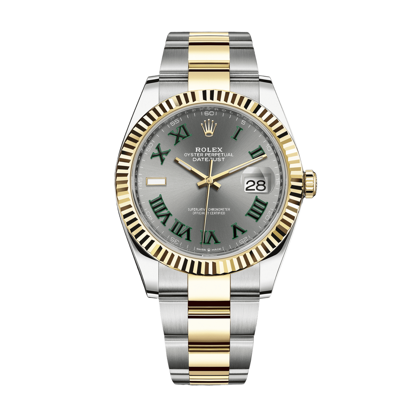 6de7c4fbf07d9015372fc834331ee570.png Datejust "Wimbledon" Yellow Gold & Steel Grey Dial 41mm - Image 1