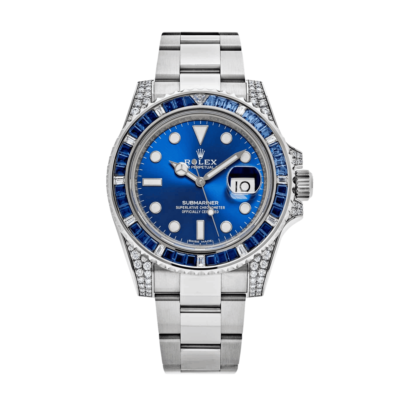 70809c6ce8e536e24980fb686b345606.png Submariner Date White Gold Diamond Blue Dial 40mm - Image 1