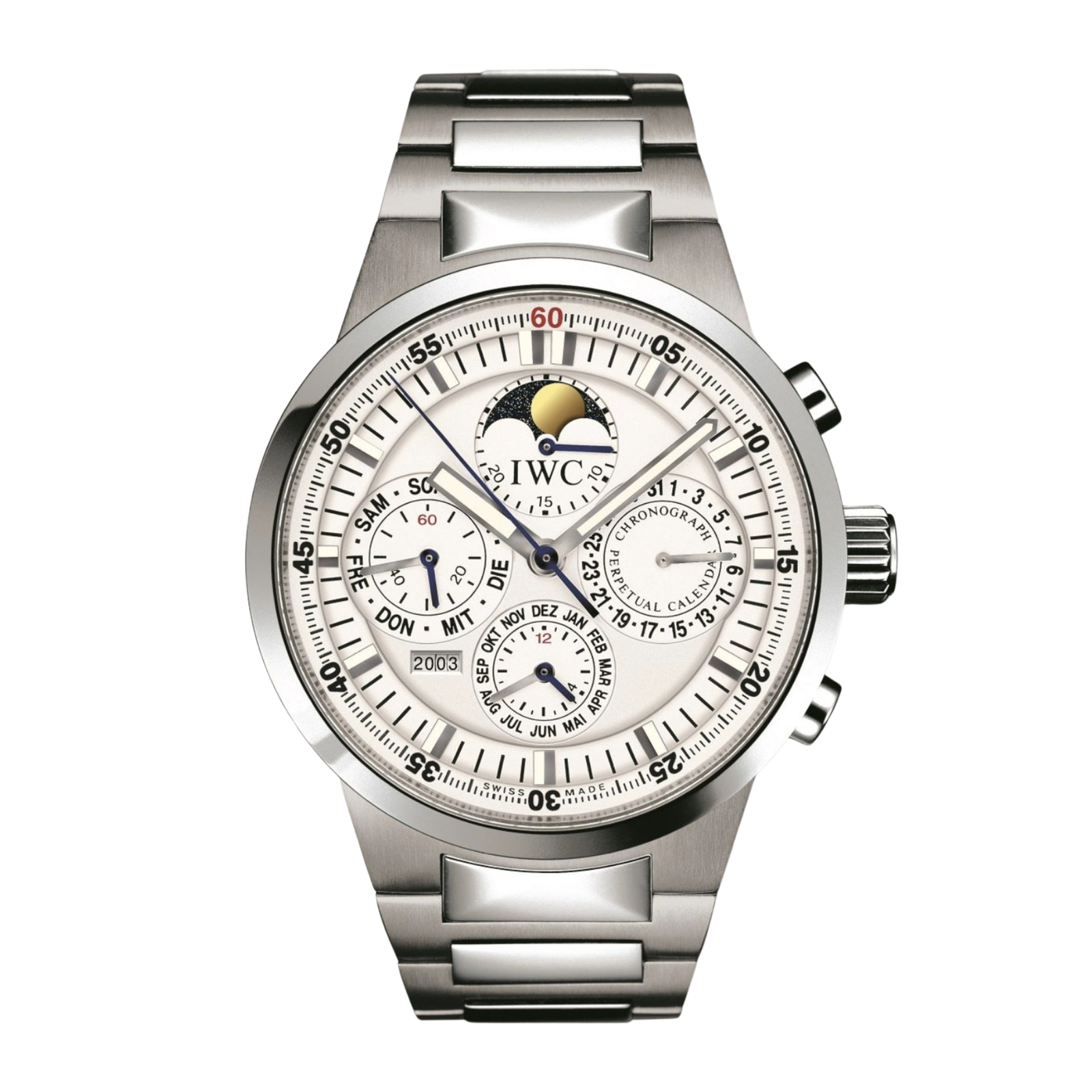71a8d79bd2e37824ae59ebc3b44fe996.png GST Perpetual Calendar Italian Steel White Dial 43mm - Image 1