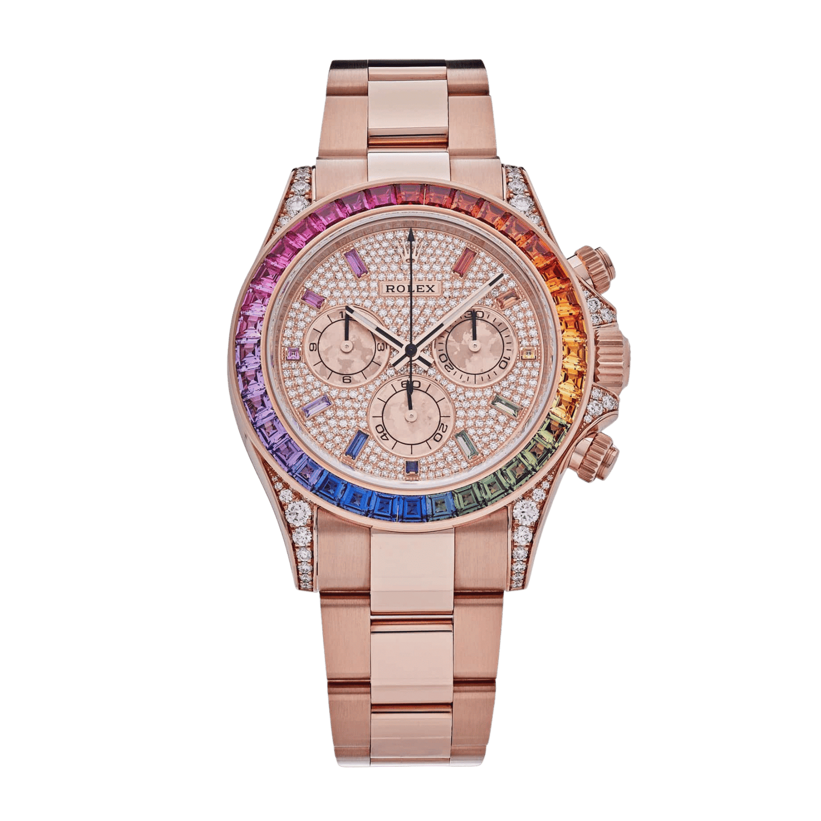 75132532f511fcadf16c1b72ef5b2ef4.png Daytona Rose Gold Rainbow Diamond Pave Dial 40mm - Image 1