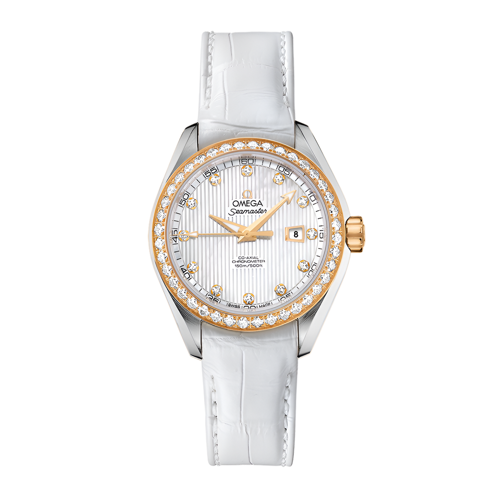 79cdc309fa2a7843a69daa87764b3a19.png Aqua Terra Yellow Gold & Steel White Dial 34mm - Image 1