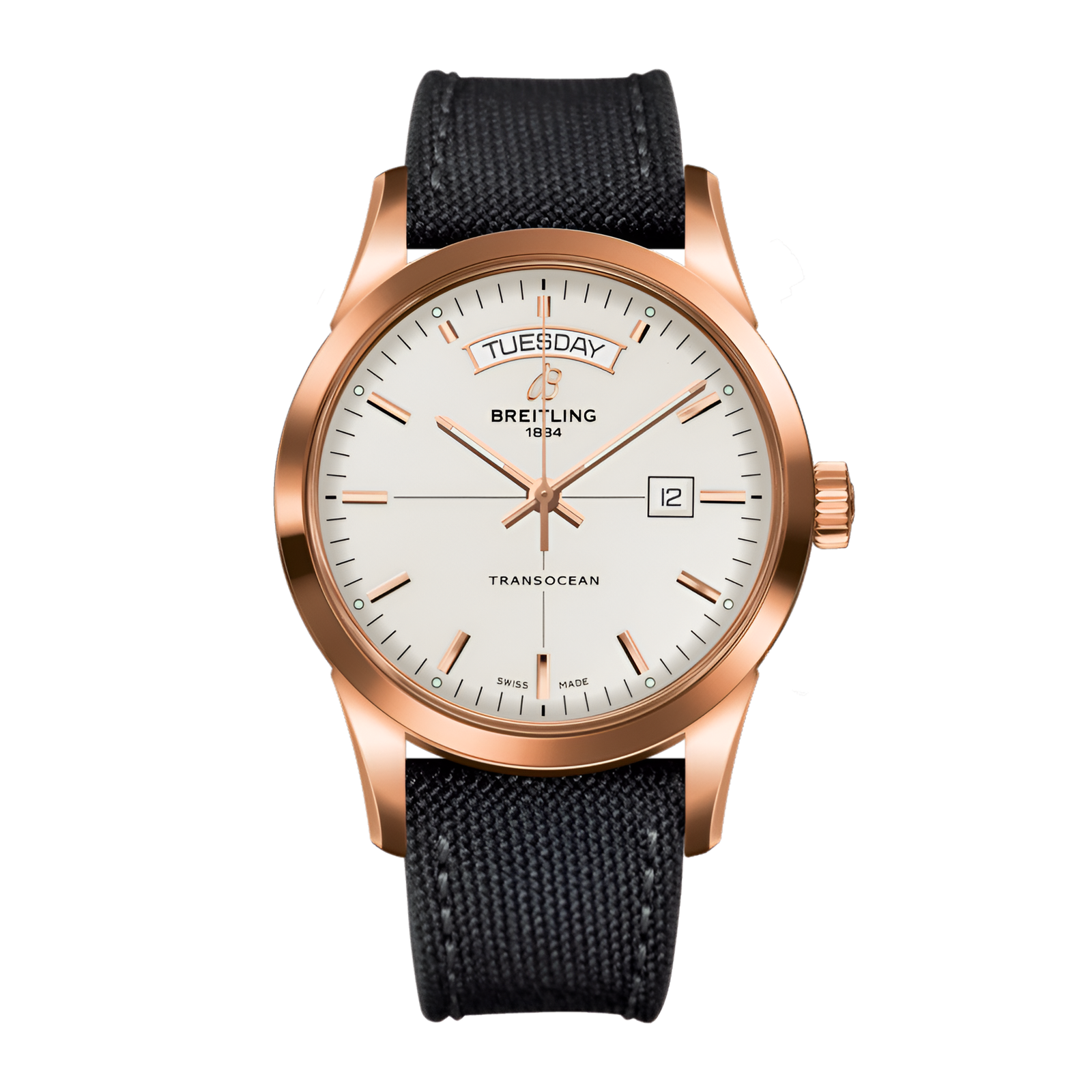 7a22f7327b71a2f103e5a11231b75906.png Transocean Day & Date Rose Gold Silver Dial 43mm - Image 1