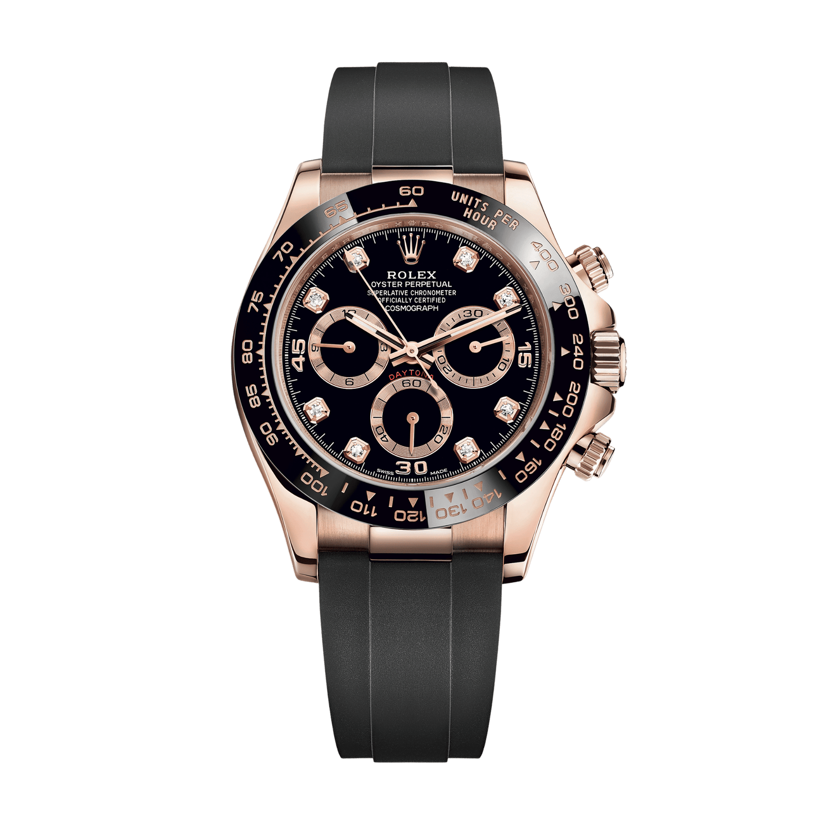 7b2c09e86d8ebfdb9a5bb25faa14f0da.png Daytona Rose Gold Oysterflex Black Dial 40mm - Image 1