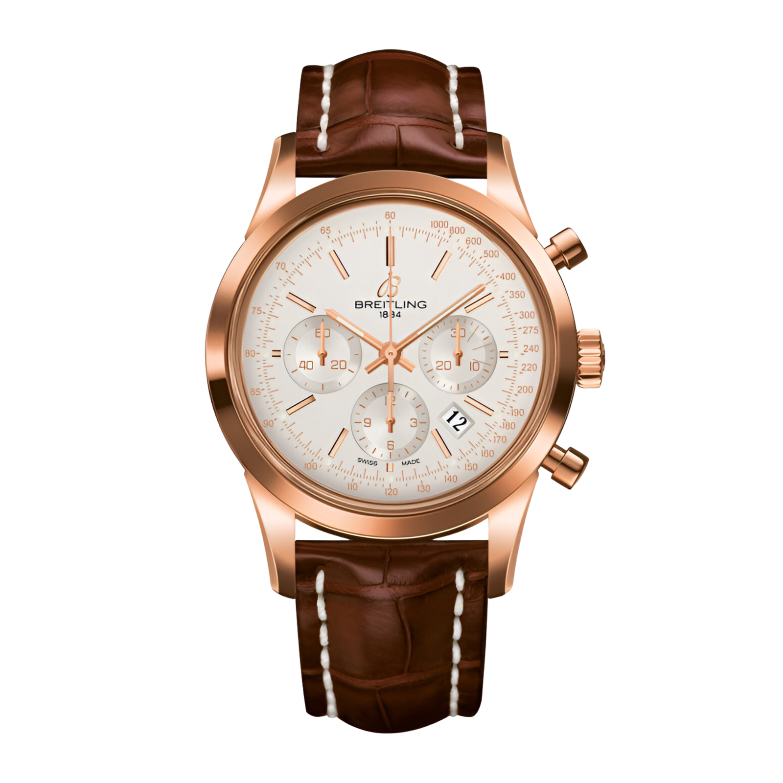 7c3f5bb8a046a492badcc28b97da3310.png Transocean Chronograph Rose Gold White Dial 43mm - Image 1