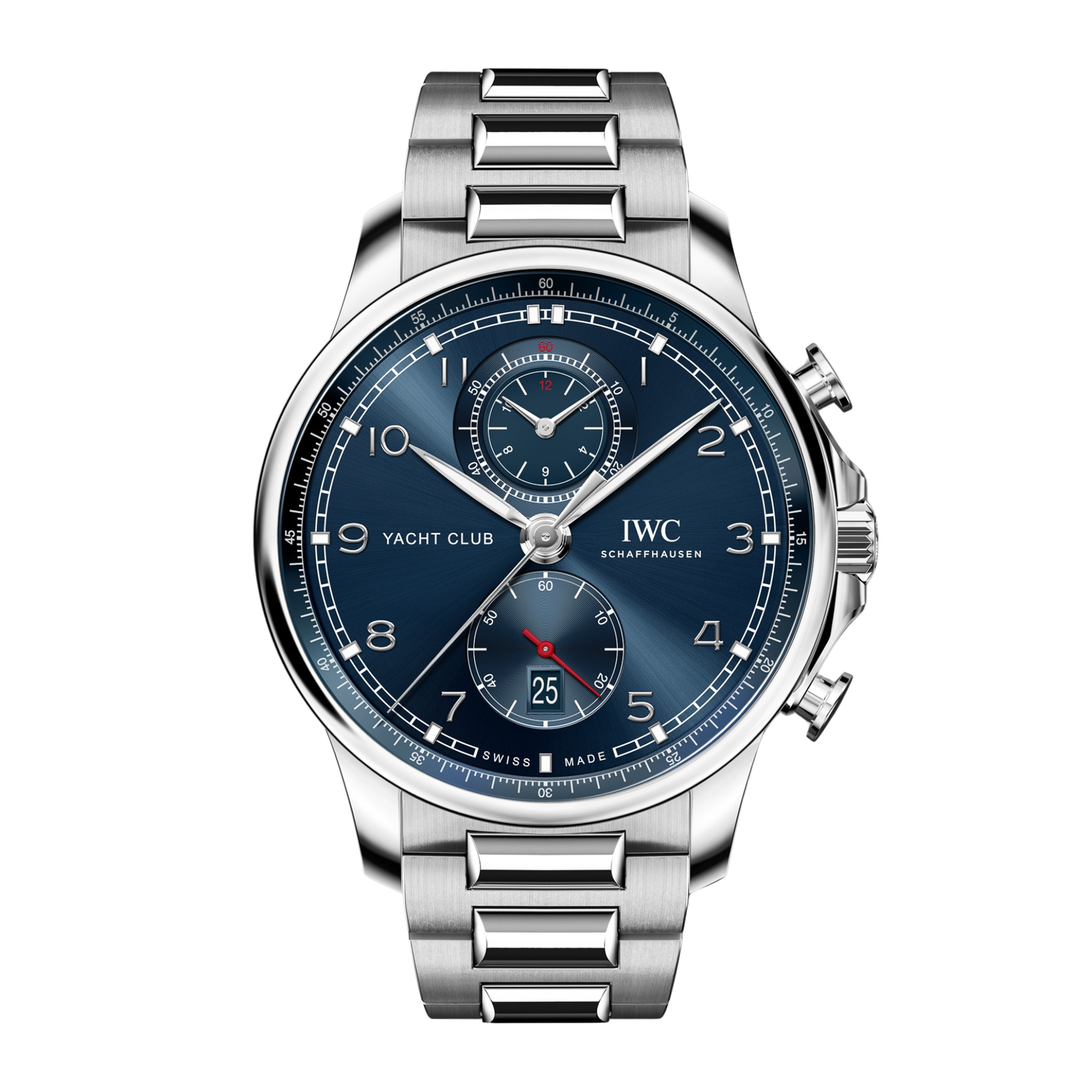 89d0dec78b5f9f730d034a4bb6e0411e.png Portugieser Yacht Club Chronograph Steel Blue Dial 45mm - Image 1