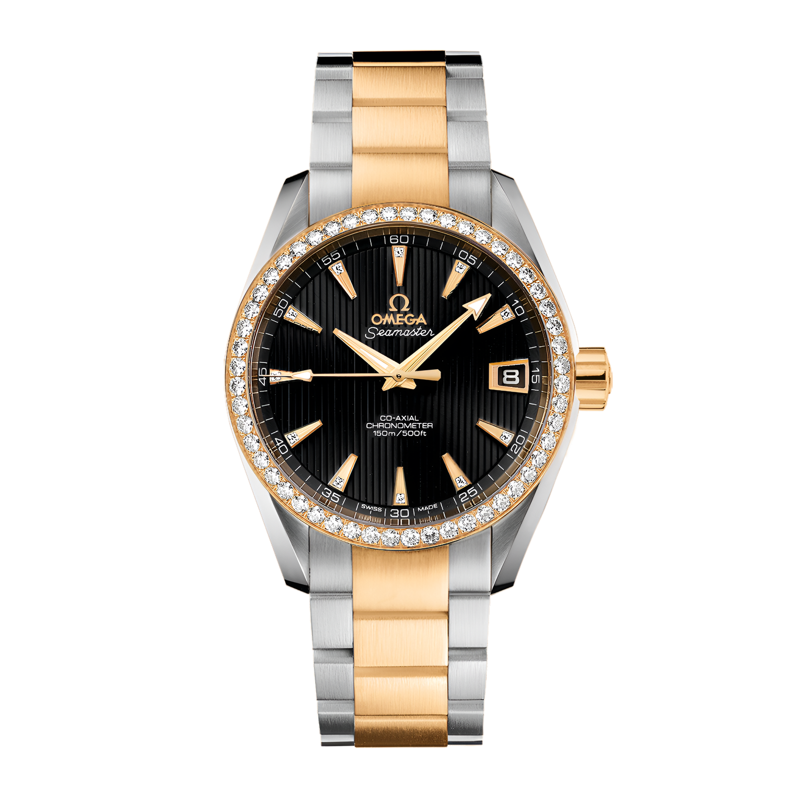 8b639b8254540ebb9b4f984d711e7fc6.png Aqua Terra Yellow Gold & Steel Black Dial 38mm - Image 1