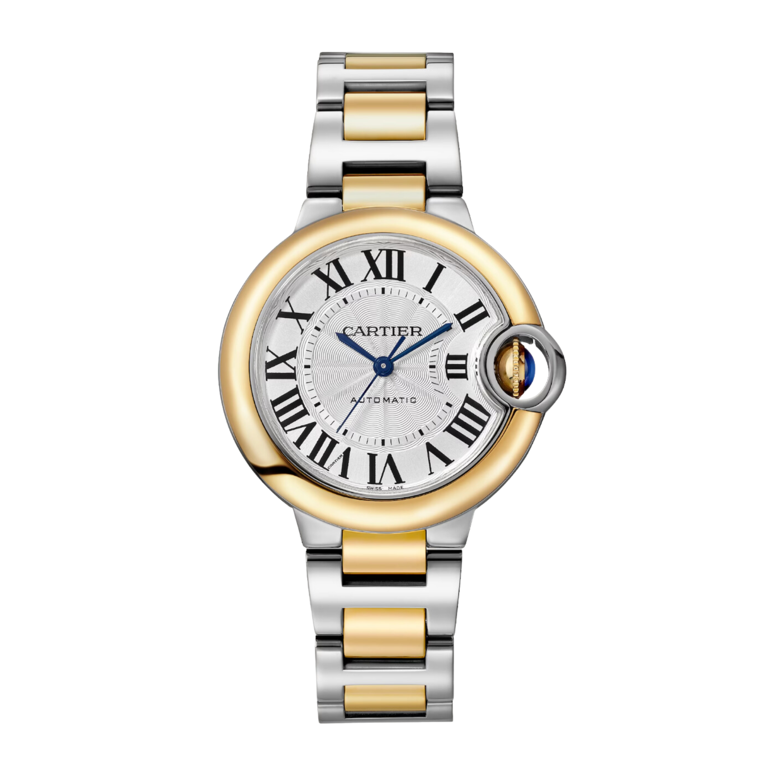 8d94e27ed75f801b110c8a962d05400e.png Ballon Bleu de Cartier Yellow Gold & Steel Silver Dial 33mm - Image 1