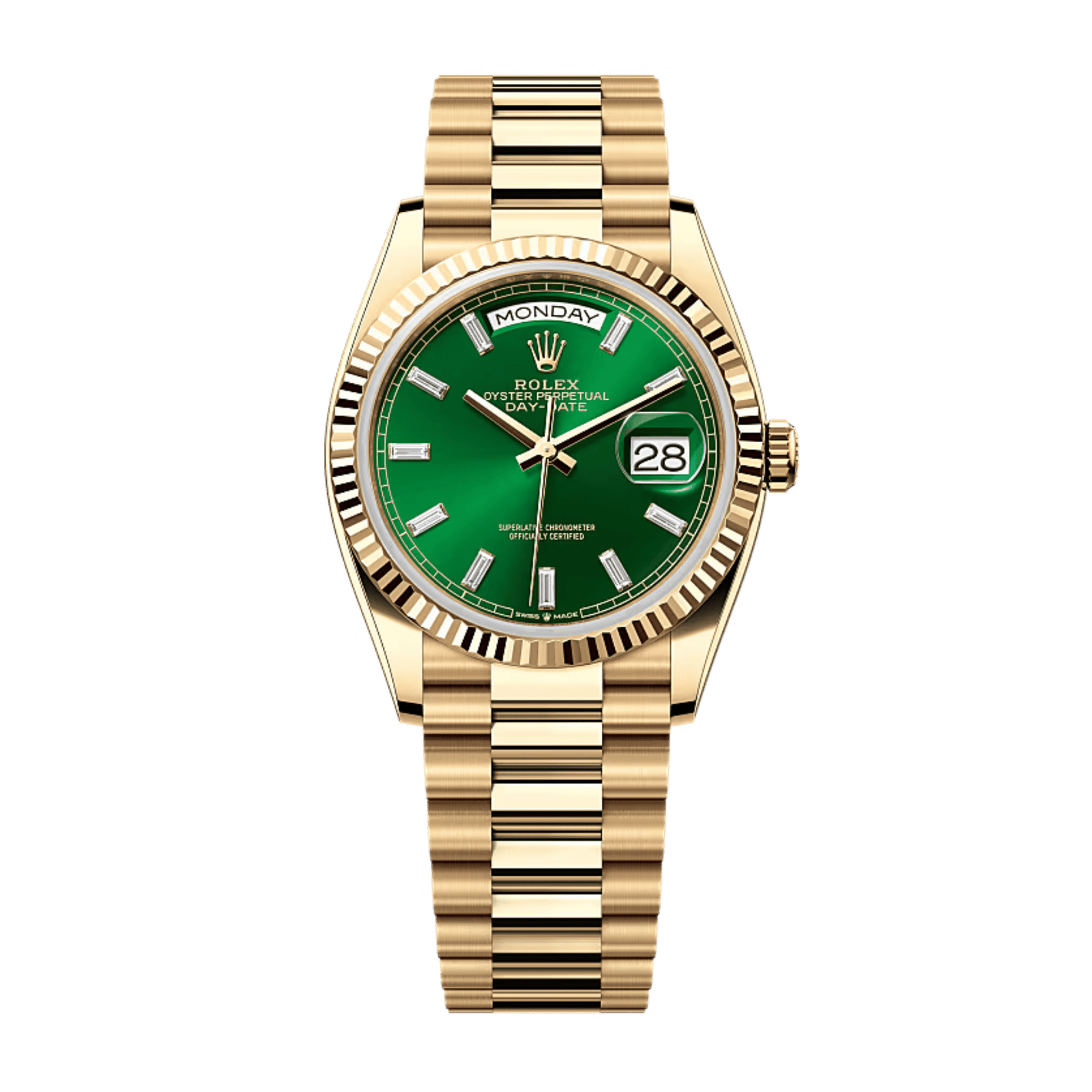 94b1dee8a4738c6a38b5a9f43cfeef3d.png Day-Date Yellow Gold Green Dial 36mm - Image 1