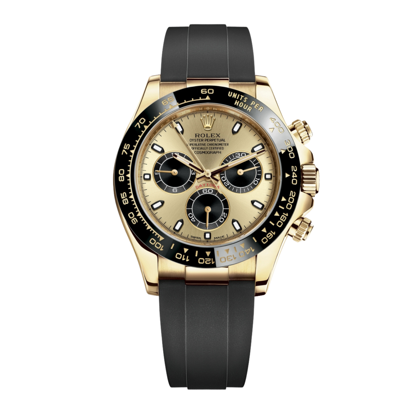 98f1f6e8aba77c1caf29afcd2e5e05e4.png Daytona Yellow Gold Oysterflex Champagne Dial 40mm - Image 1