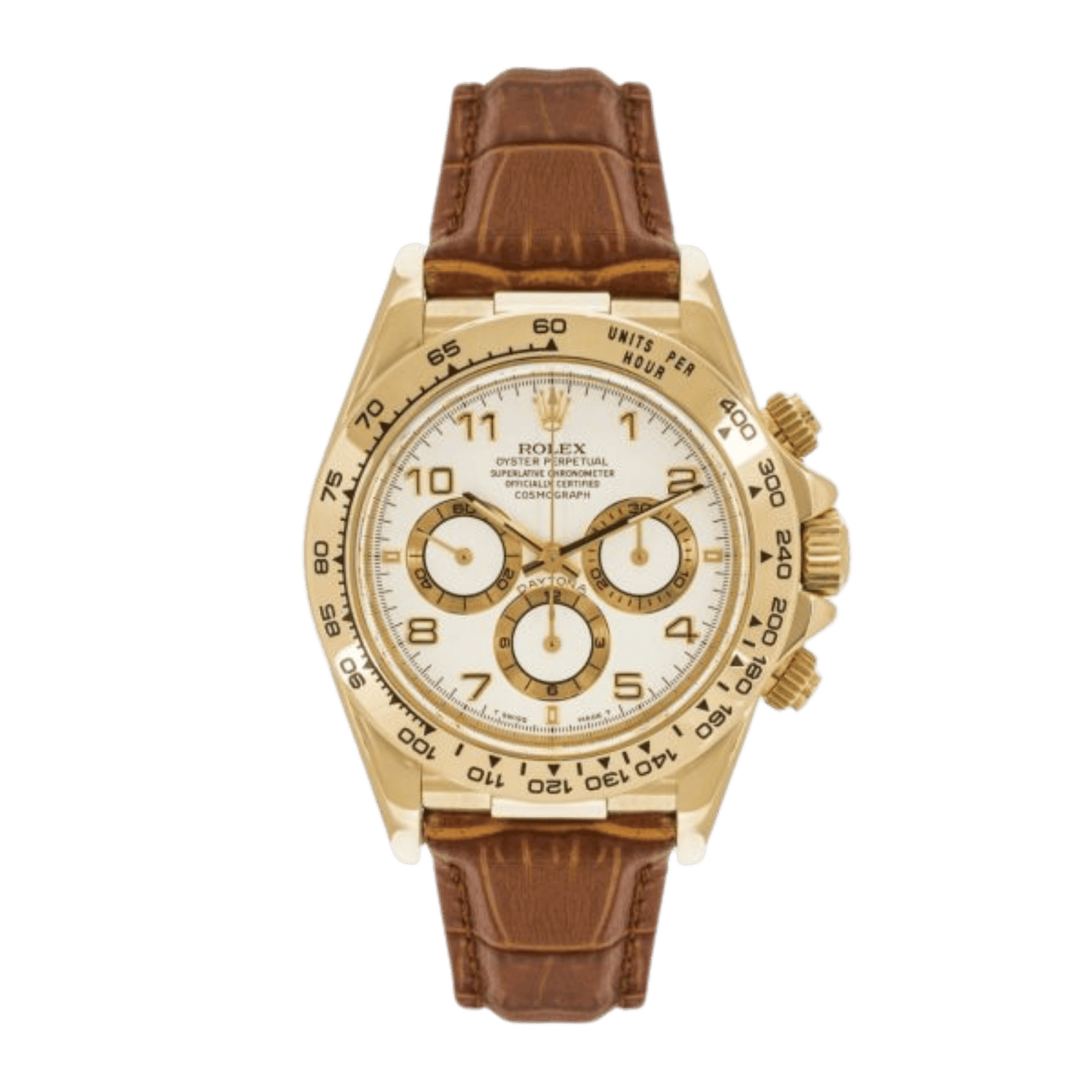 99d75114ad5cd3737572270ed3d538e5.png Daytona Yellow Gold White Dial 40mm - Image 1