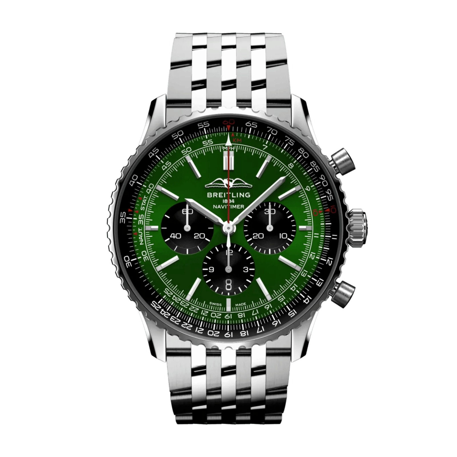 9cb787a53ba071c4da00ecf5d3ade6a8.png Navitimer B01 Chronograph Steel Green Dial 46mm - Image 1