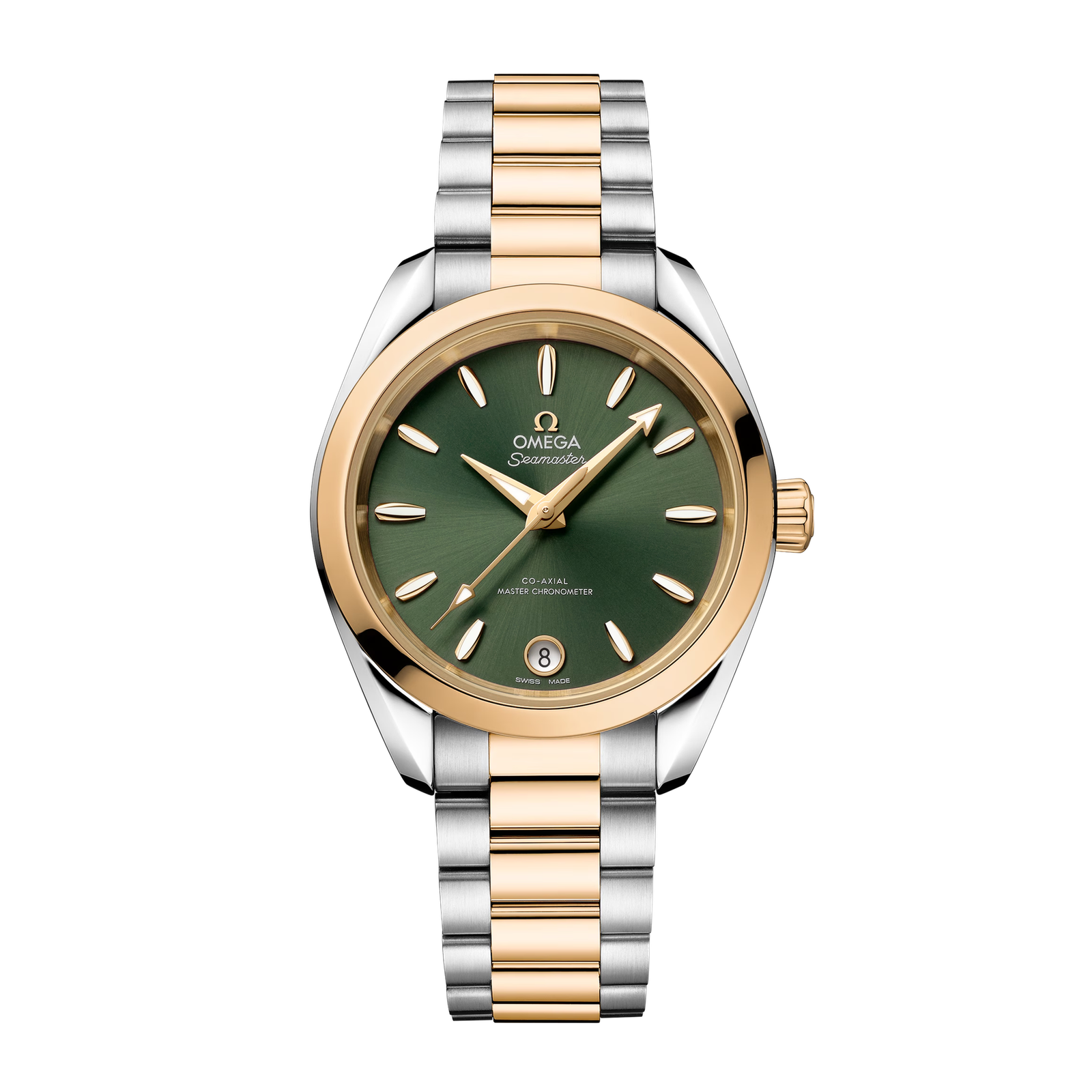 9e00c421631145d77aee1e8fa01dc6db.png Aqua Terra Yellow Gold & Steel Green Dial 34mm - Image 1