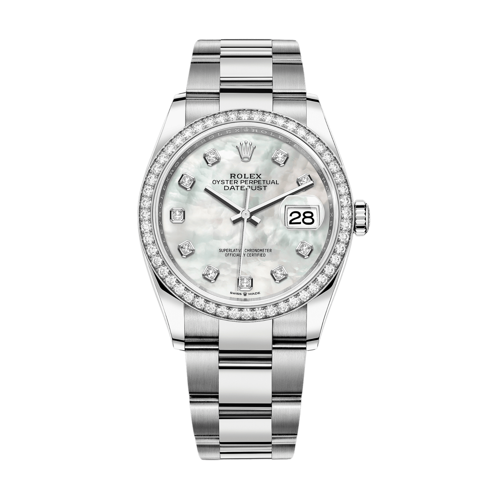 a110098d29dce6f4e08ab62b5d454235.png Datejust Steel Diamond Mother of Pearl Dial 36mm - Image 1