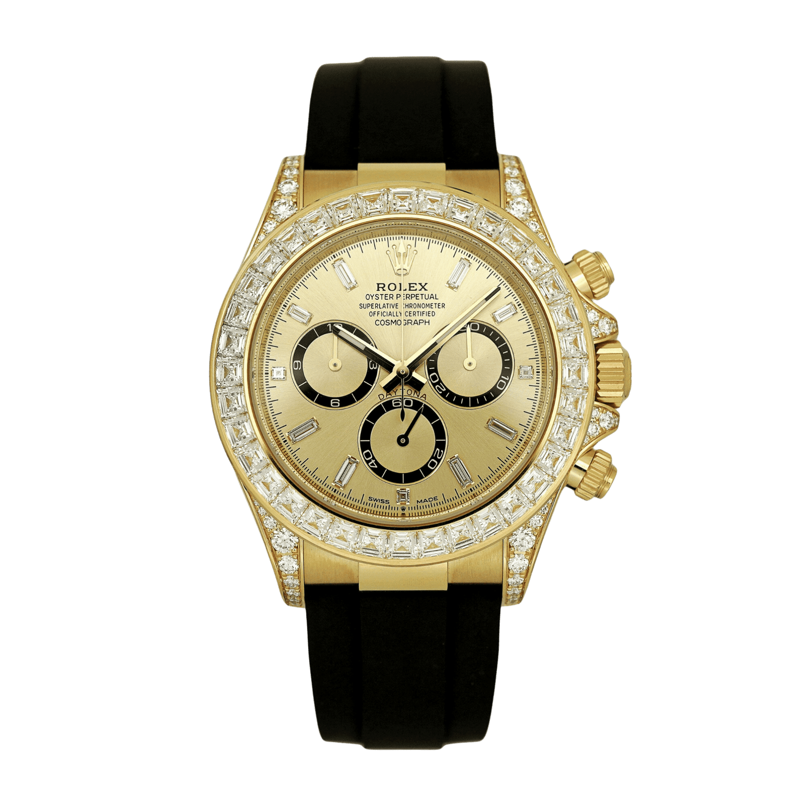 a9fb29dd34d7a5bbd13e82b6f308e766.png Daytona Yellow Gold Diamond Oysterflex Champagne Dial 40mm - Image 1