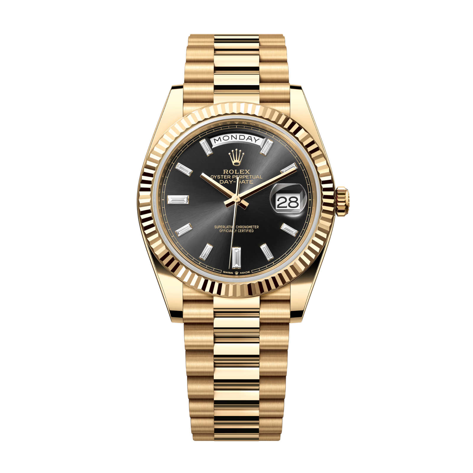 aa17b98d027cc4221d7b7bc0fee0b771.png Day-Date Yellow Gold Black Dial 40mm - Image 1