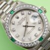 Vintage Lady Datejust White Gold Diamond & Emerald Silver Dial 26mm - Image 4