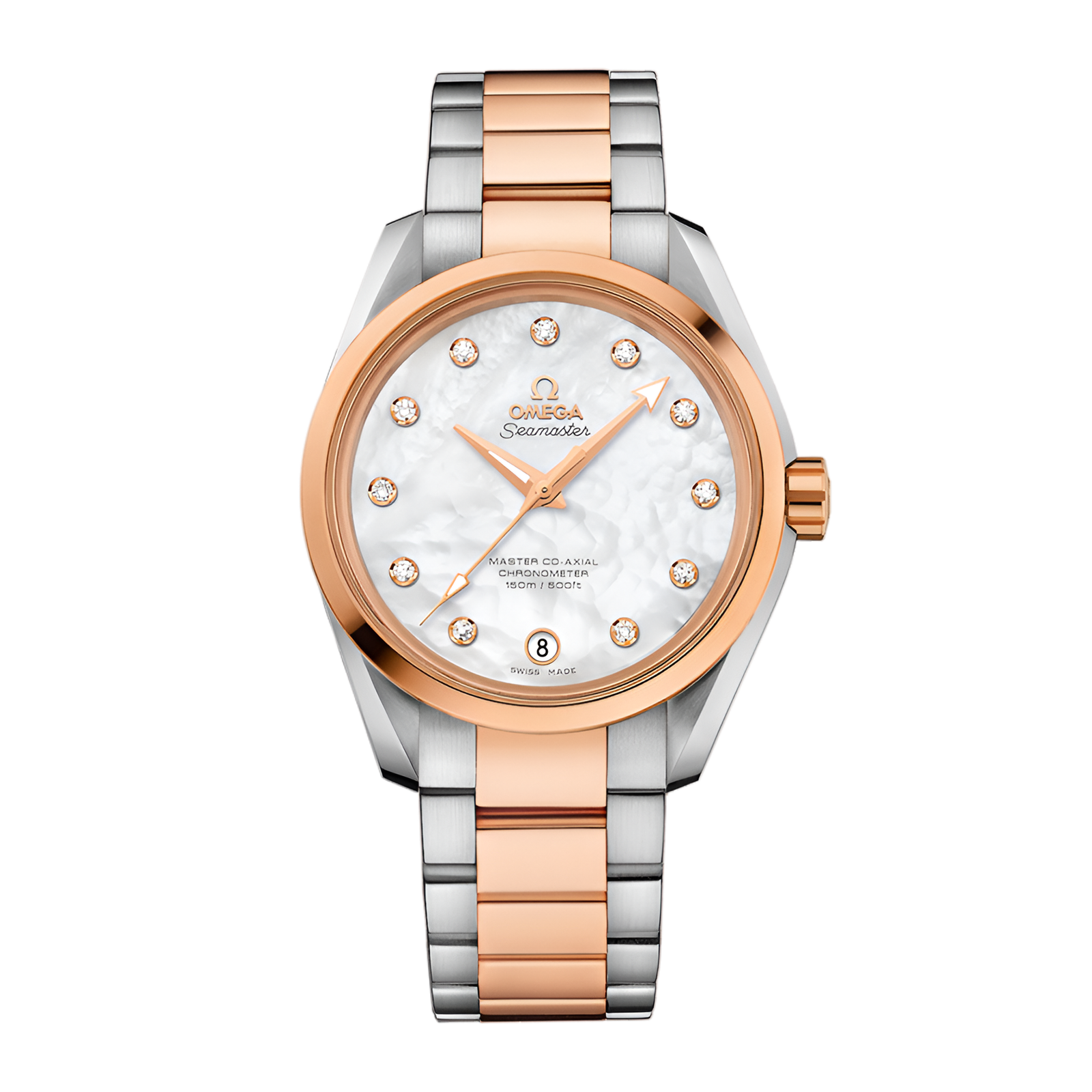 b61dd7e13dc28f55a011aa728a54d741.png Aqua Terra Rose Gold & Steel Mother of Pearl Dial 38mm - Image 1