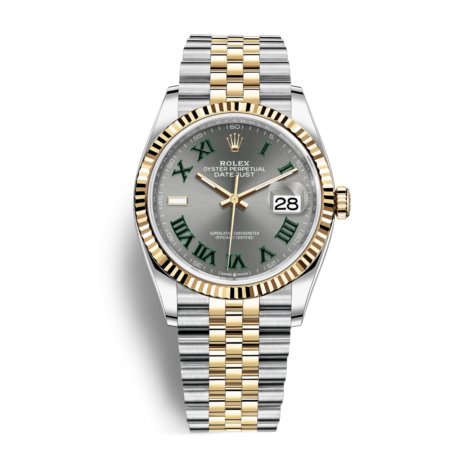 b65feddbb1daddb5e1c69c18c66679a3.png Datejust "Wimbledon" Yellow Gold & Steel Jubilee Grey Dial 36mm - Image 1