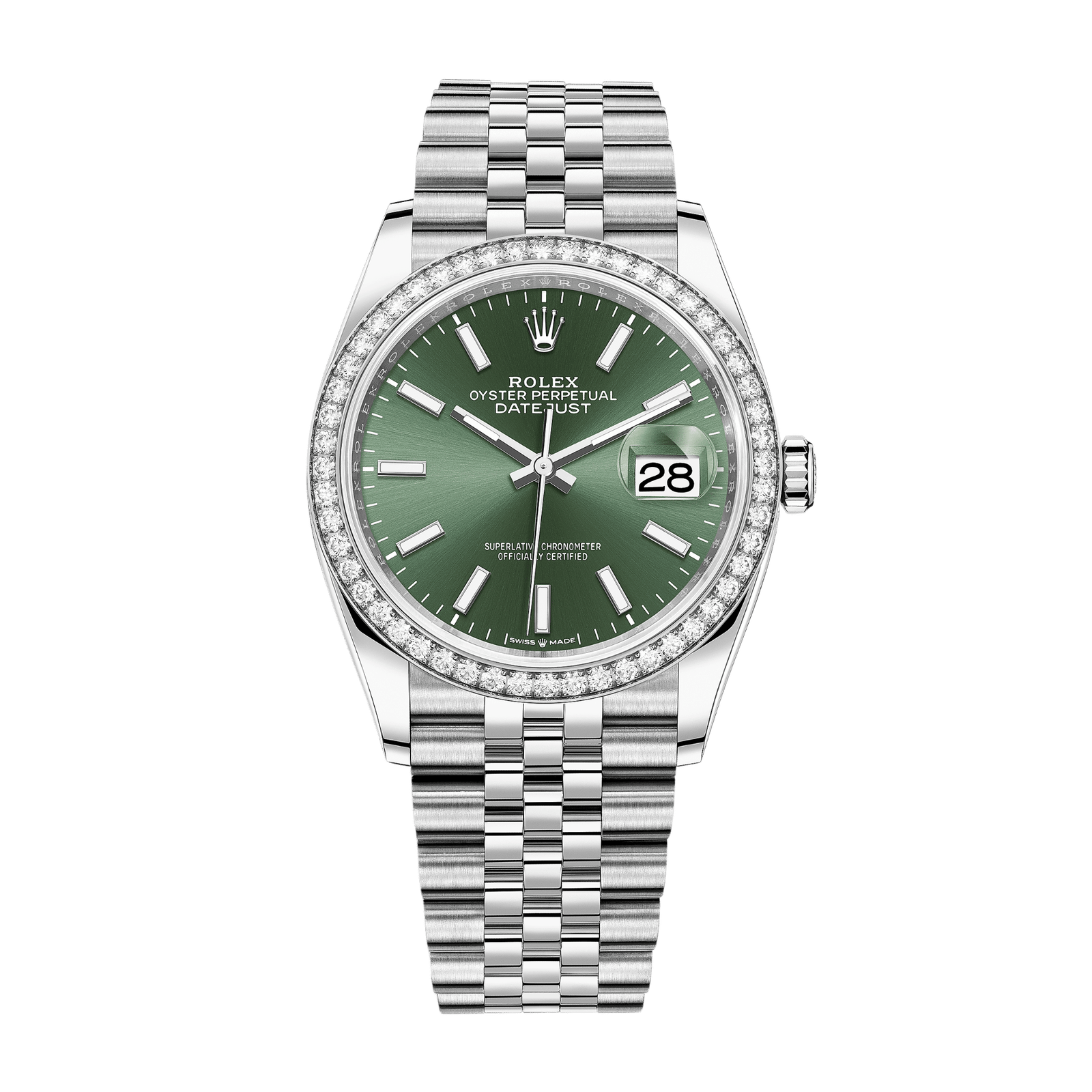 b74a75c2f3342326590ba33b431cdedd.png Datejust Steel Diamond Jubilee Green Dial 36mm - Image 1