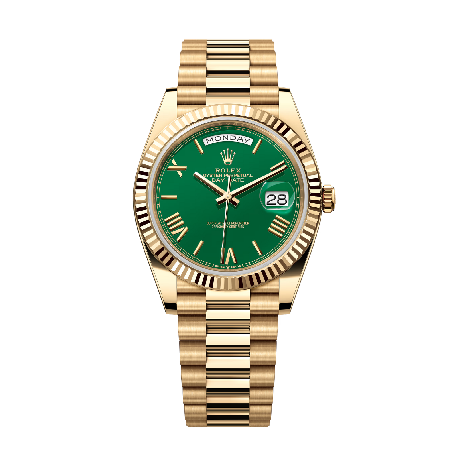 dc0c1f801b5f60c95c809d811f529286.png Day-Date Yellow Gold Green Dial 40mm - Image 1