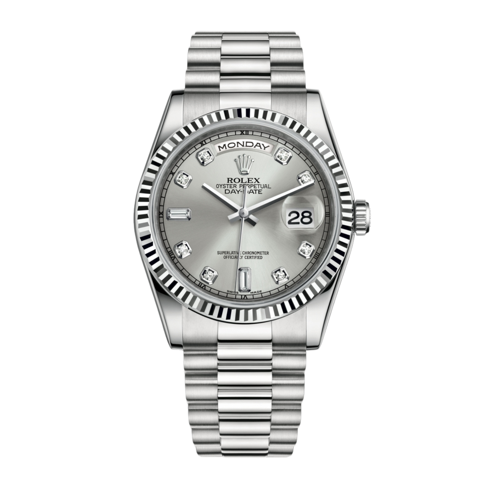 faa1181ff7e3ba72238433f6ea10a89e.png Day-Date White Gold Silver Dial 36mm - Image 1